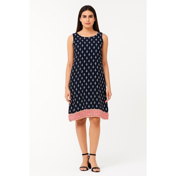 Hatley black A-line floral flower print shift dress keyhole back size medium - Picture 1 of 10